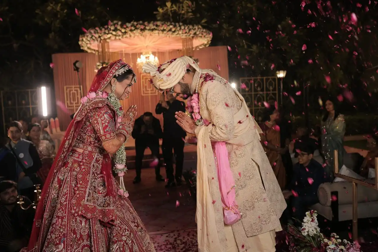Couple celebrating their wedding in Delhi