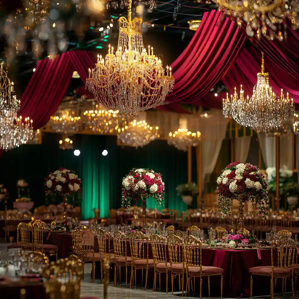 Wedding Stage With Chandeliers