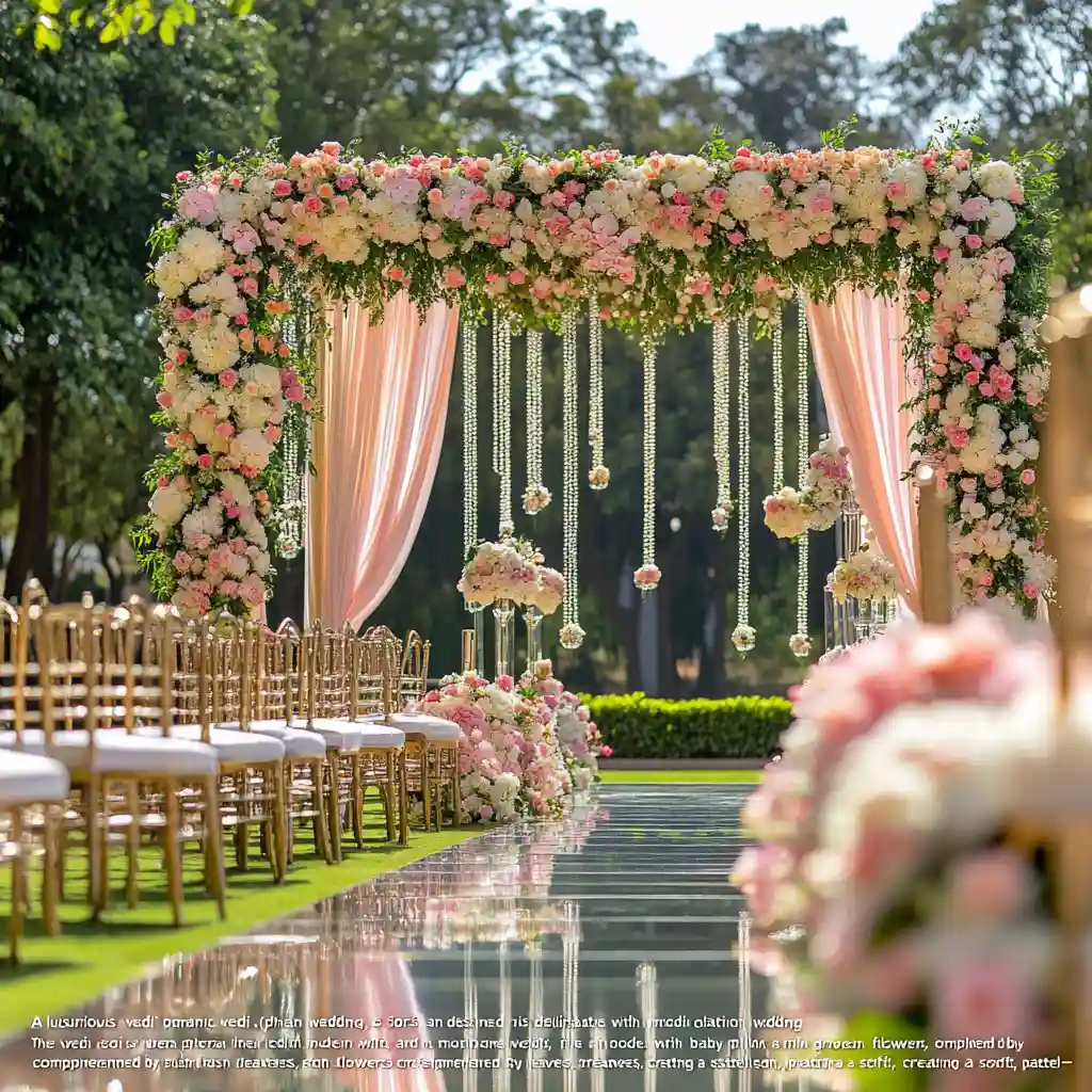 Wedding Stage With Flower Walls