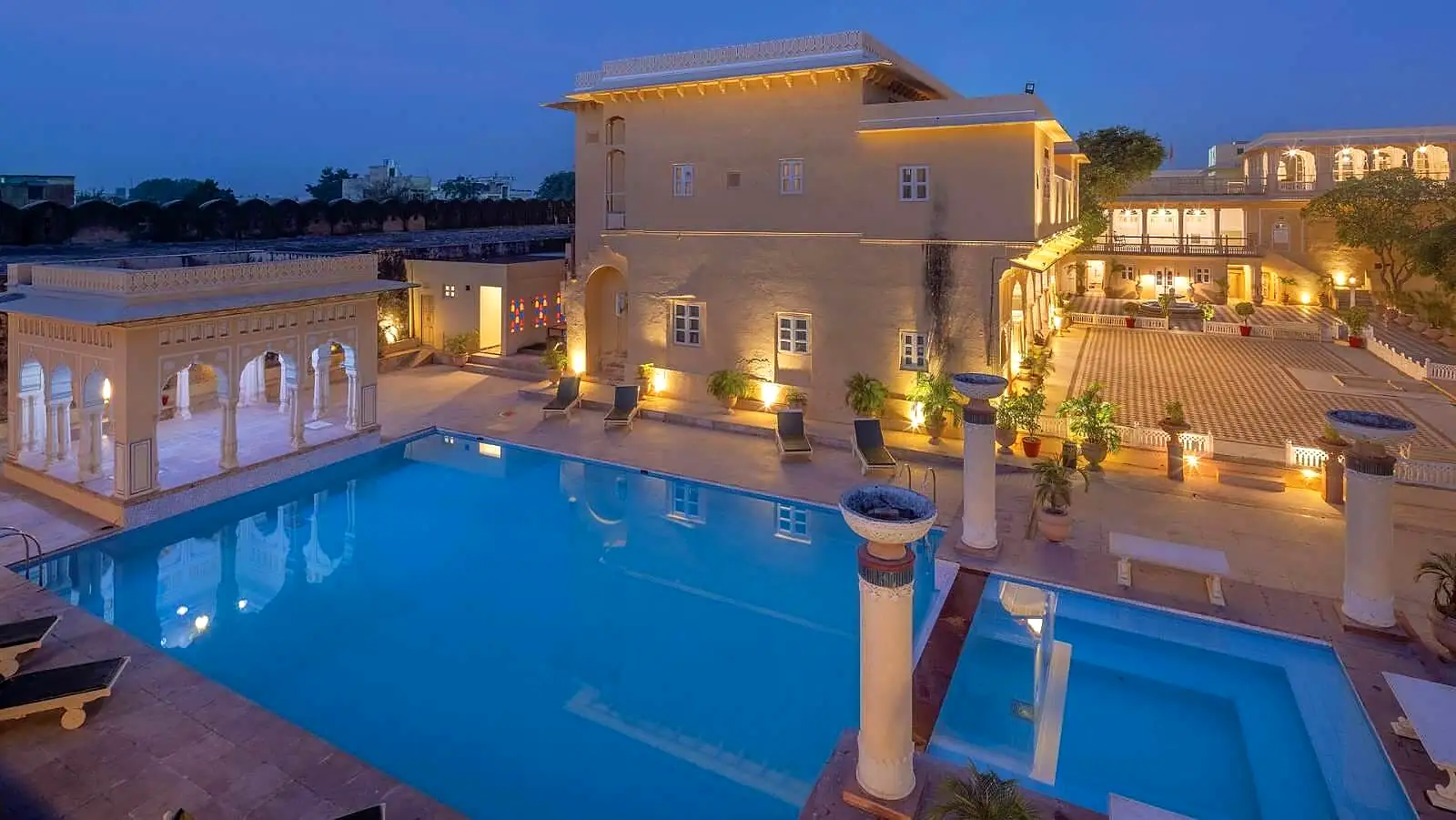 Chomu Palace Jaipur - Heritage Pool Area at Evening