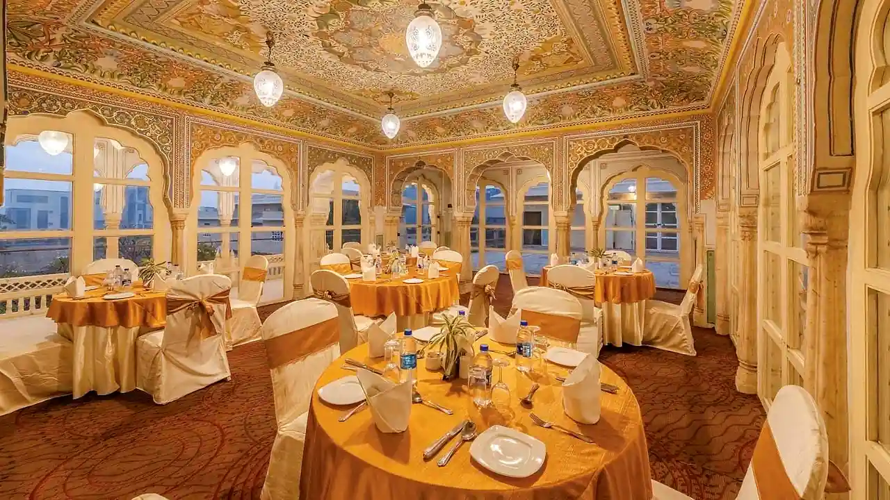 Chomu Palace Jaipur - Heritage Restaurant with Ornate Ceiling