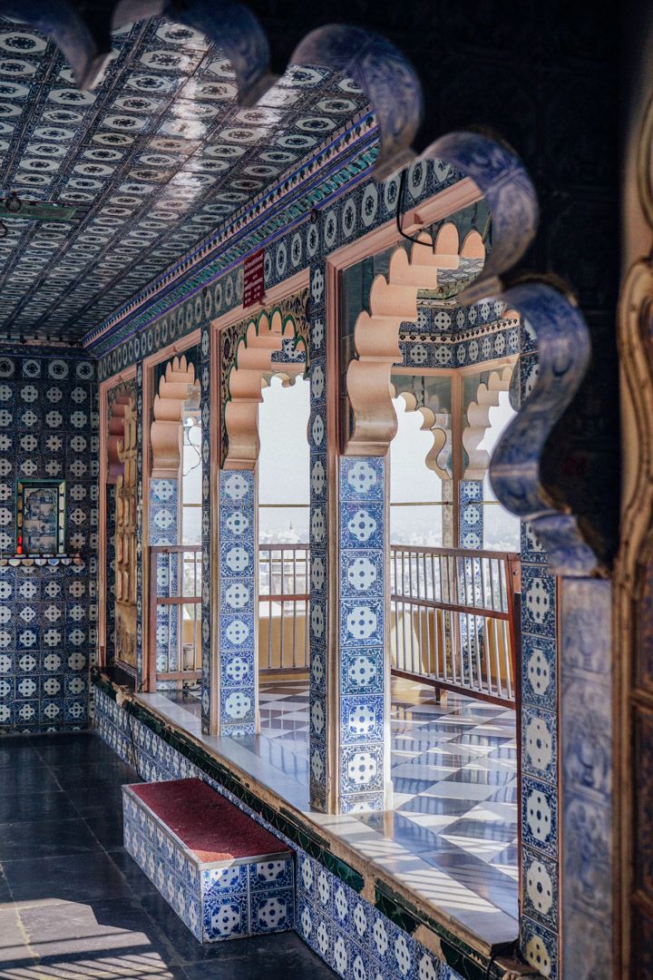 City Palace Udaipur - Intricate Blue Tile Architecture