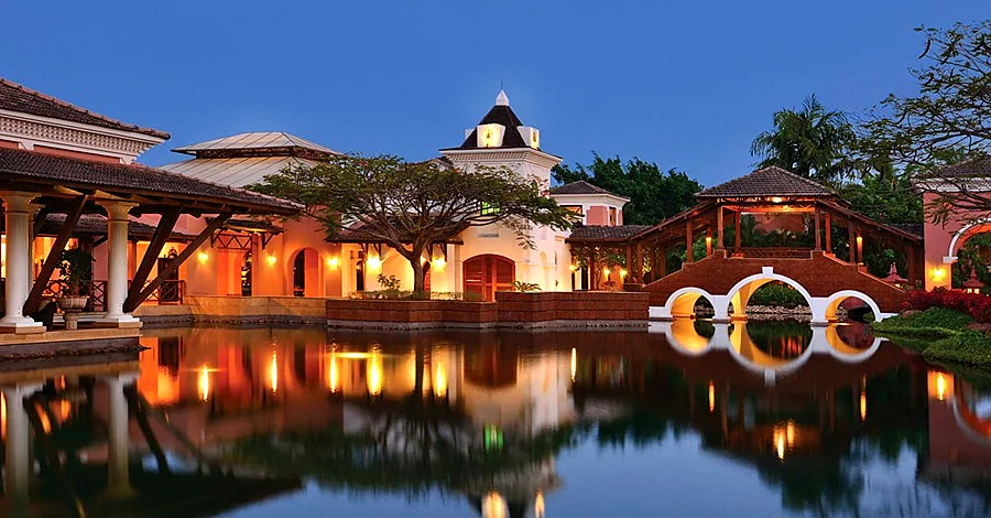 Grand Hyatt Goa - Night View of Indo-Portuguese Architecture with Water Reflection