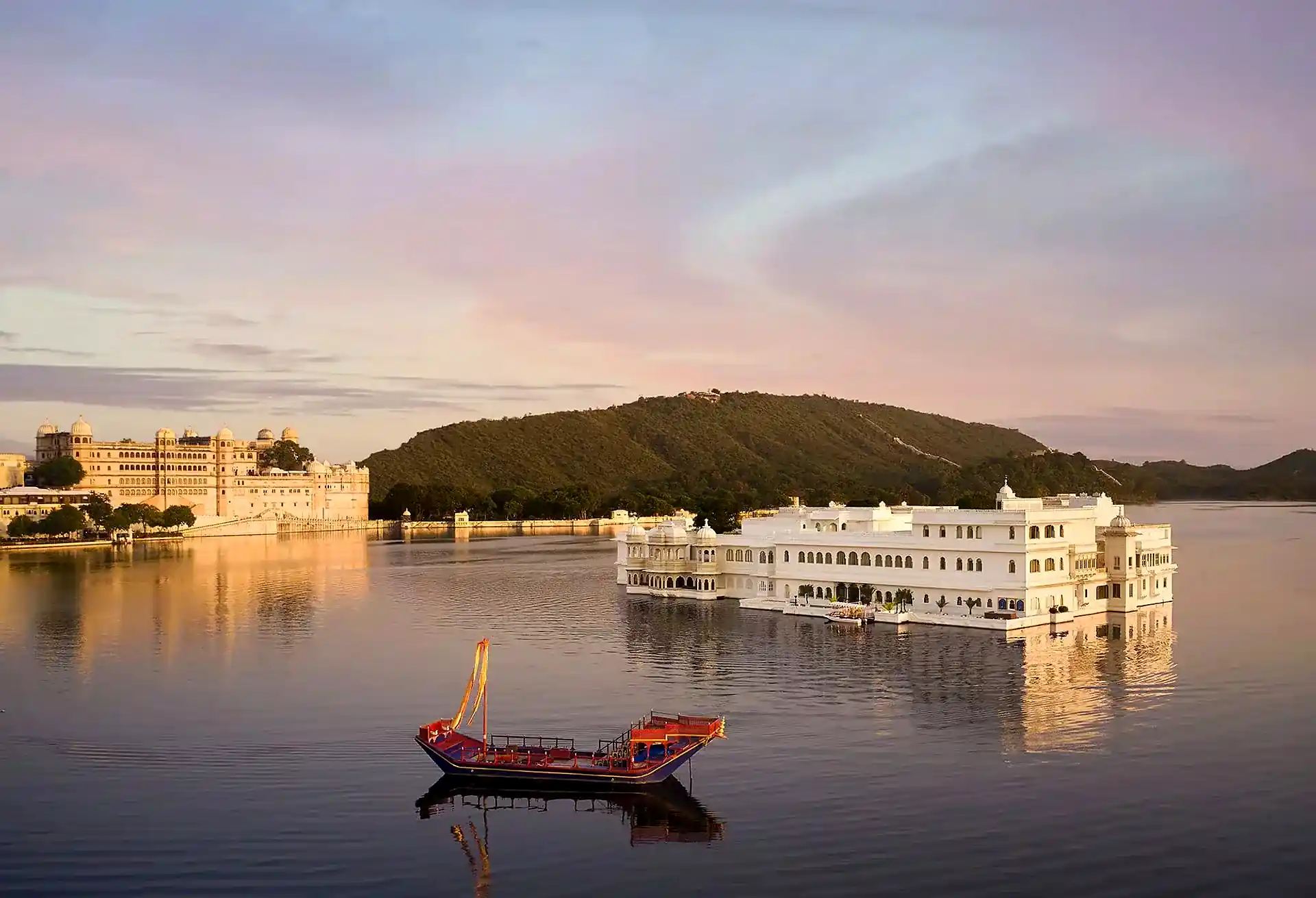 Taj Lake Palace and City Palace View from Lake Pichola Udaipur