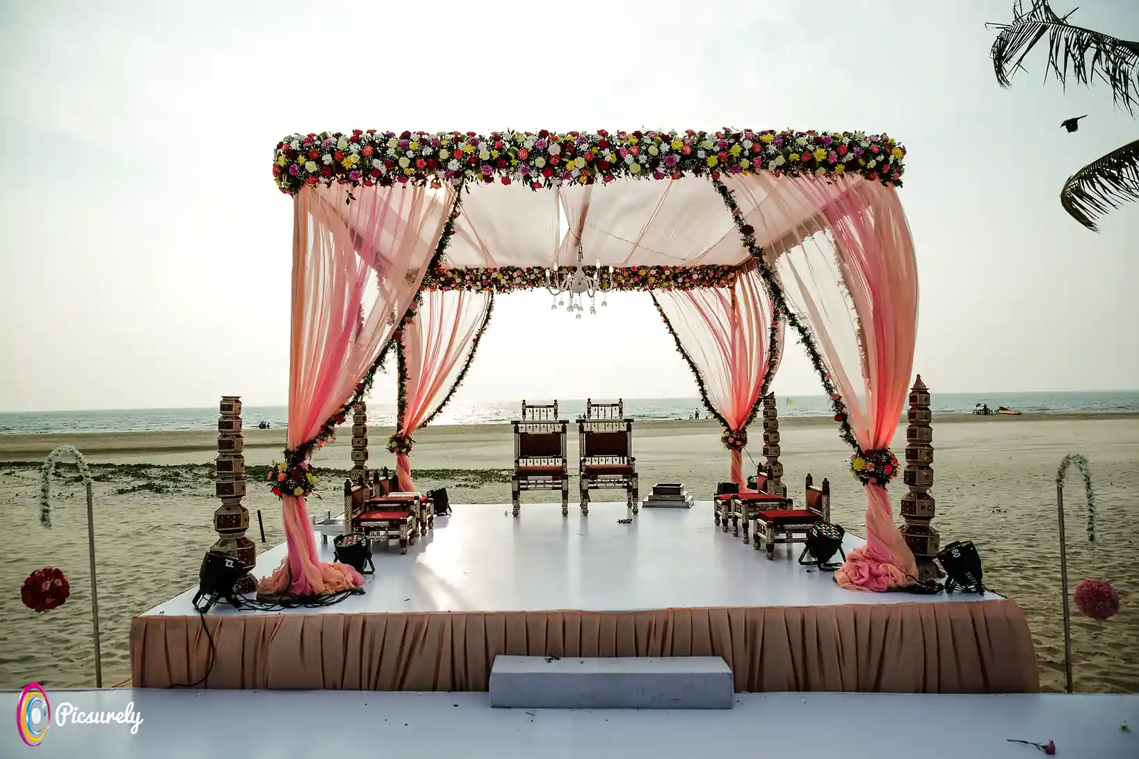 The Lalit Golf & Spa Resort Goa - Beach Mandap Setup with Ocean Backdrop