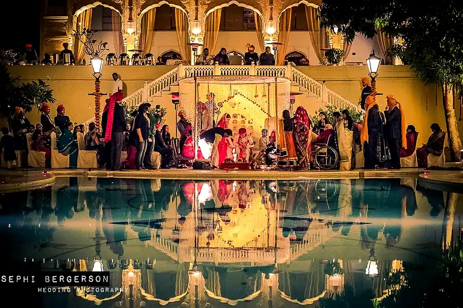 Samode Palace - Poolside Wedding Ceremony with Palace Reflection