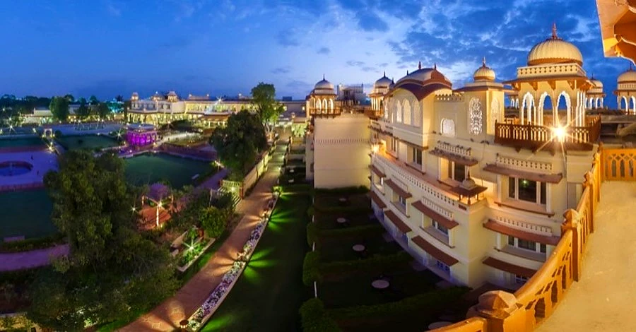 Taj Jai Mahal Palace Jaipur - Aerial Night View of Palace and Gardens
